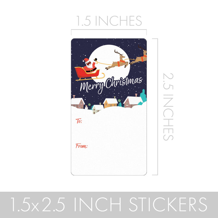 Christmas Gift Tag Stickers: Black Santa and Christmas Angels – 75 Stickers