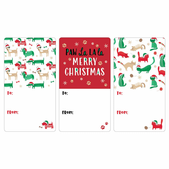 Christmas Gift Tag Stickers: Cats and Dogs Fluffy Fun  – 75 Stickers