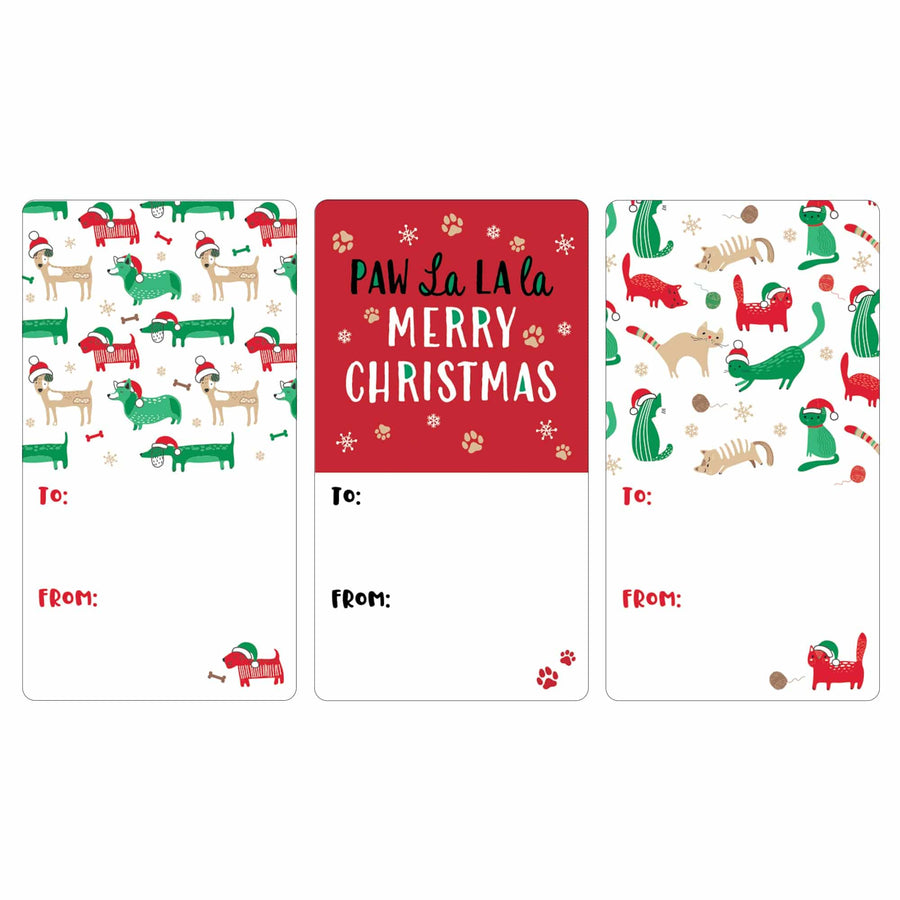 Christmas Gift Tag Stickers: Cats and Dogs Fluffy Fun  – 75 Stickers - Distinctivs Party