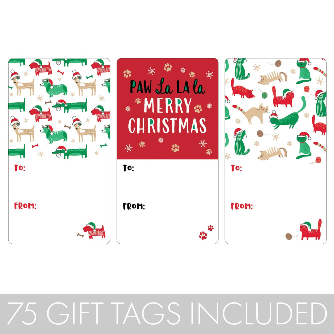 Christmas Gift Tag Stickers: Cats and Dogs Fluffy Fun  – 75 Stickers