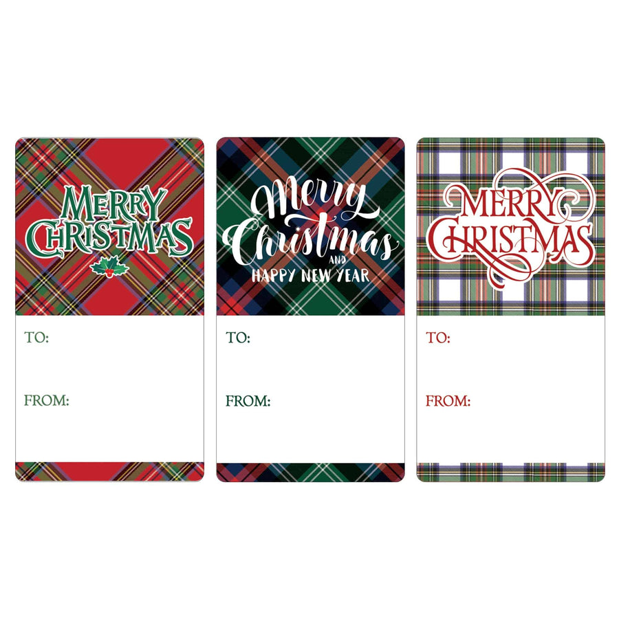 Christmas Gift Tag Stickers: Classic Christmas Plaids – 75 Stickers - Distinctivs Party