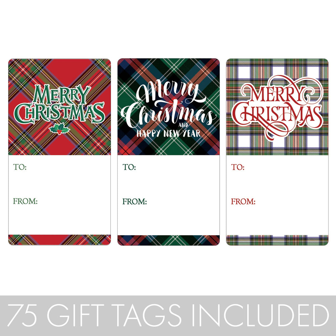 Christmas Gift Tag Stickers: Classic Christmas Plaids – 75 Stickers