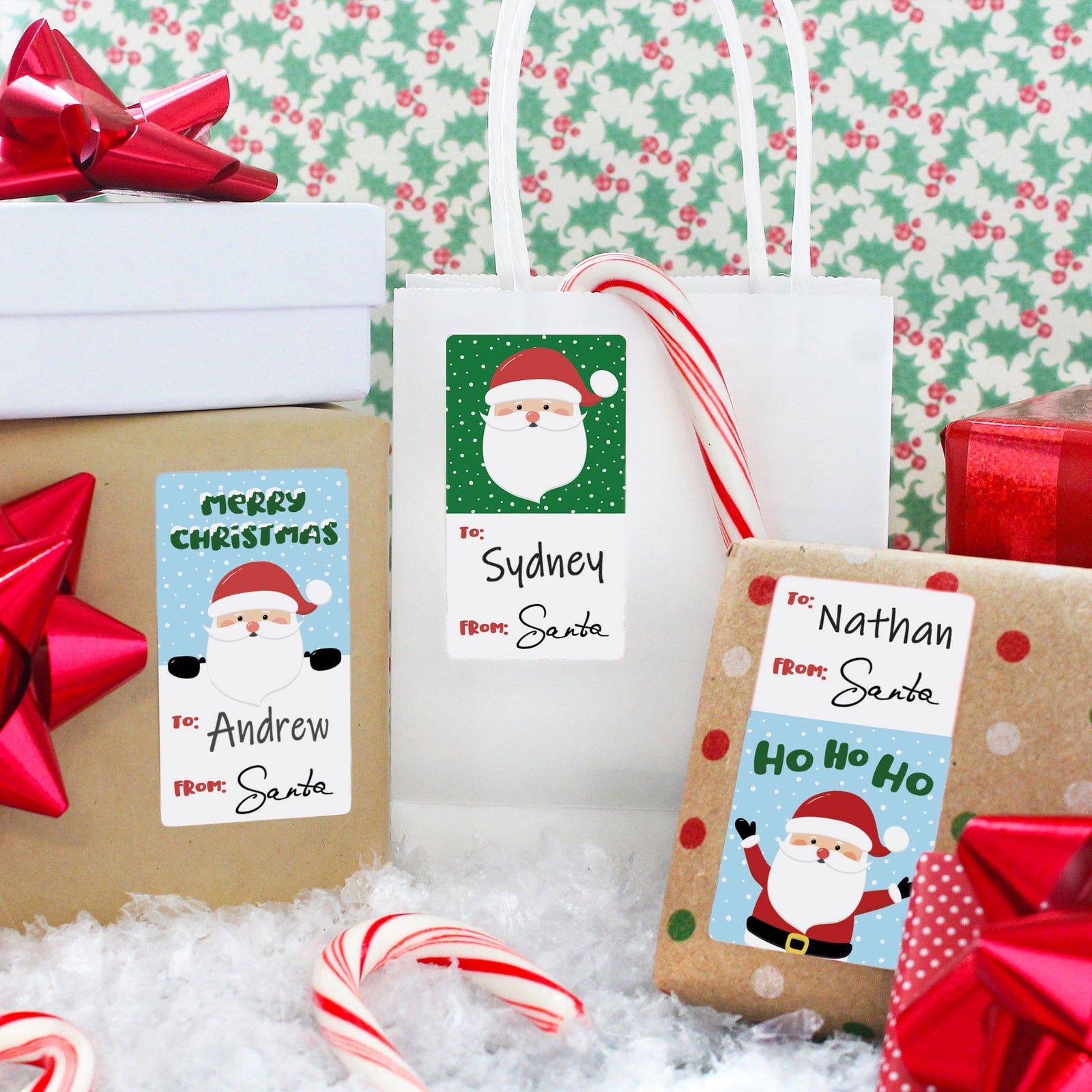 Christmas Gift Tag Stickers: From Santa Claus for Kids - 75 Stickers - Distinctivs Party