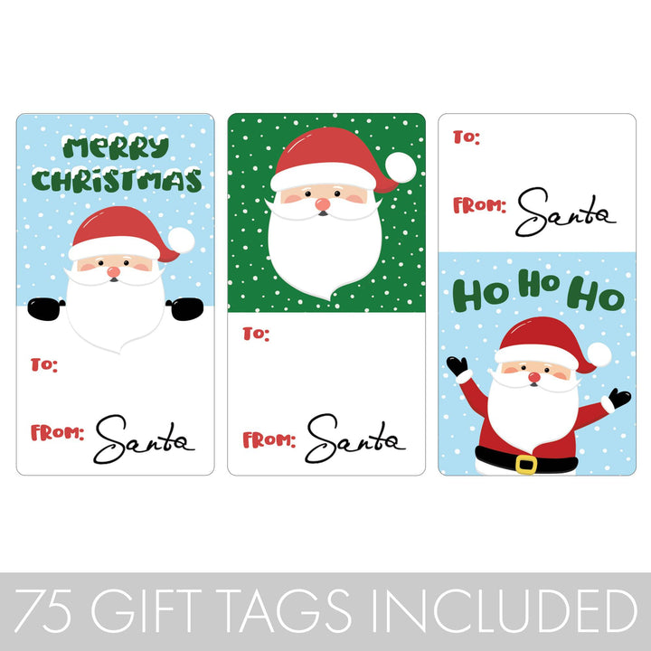 Christmas Gift Tag Stickers: From Santa Claus for Kids - 75 Stickers - Distinctivs Party