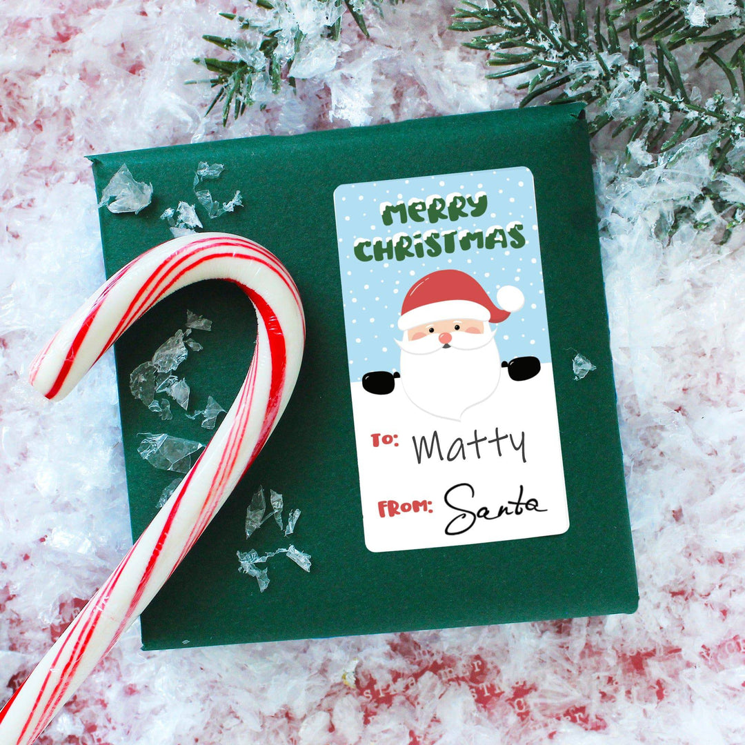 Christmas Gift Tag Stickers: From Santa Claus for Kids - 75 Stickers - Distinctivs Party