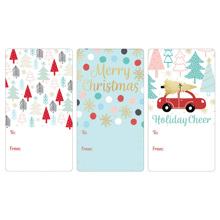 Christmas Gift Tag Stickers: Pastel Scenes  – 75 Stickers - Distinctivs Party