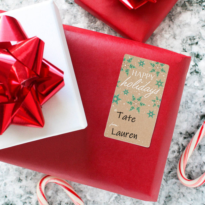 Christmas Gift Tag Stickers: Watercolor Trees and Snowflakes  – 75 Stickers - Distinctivs Party