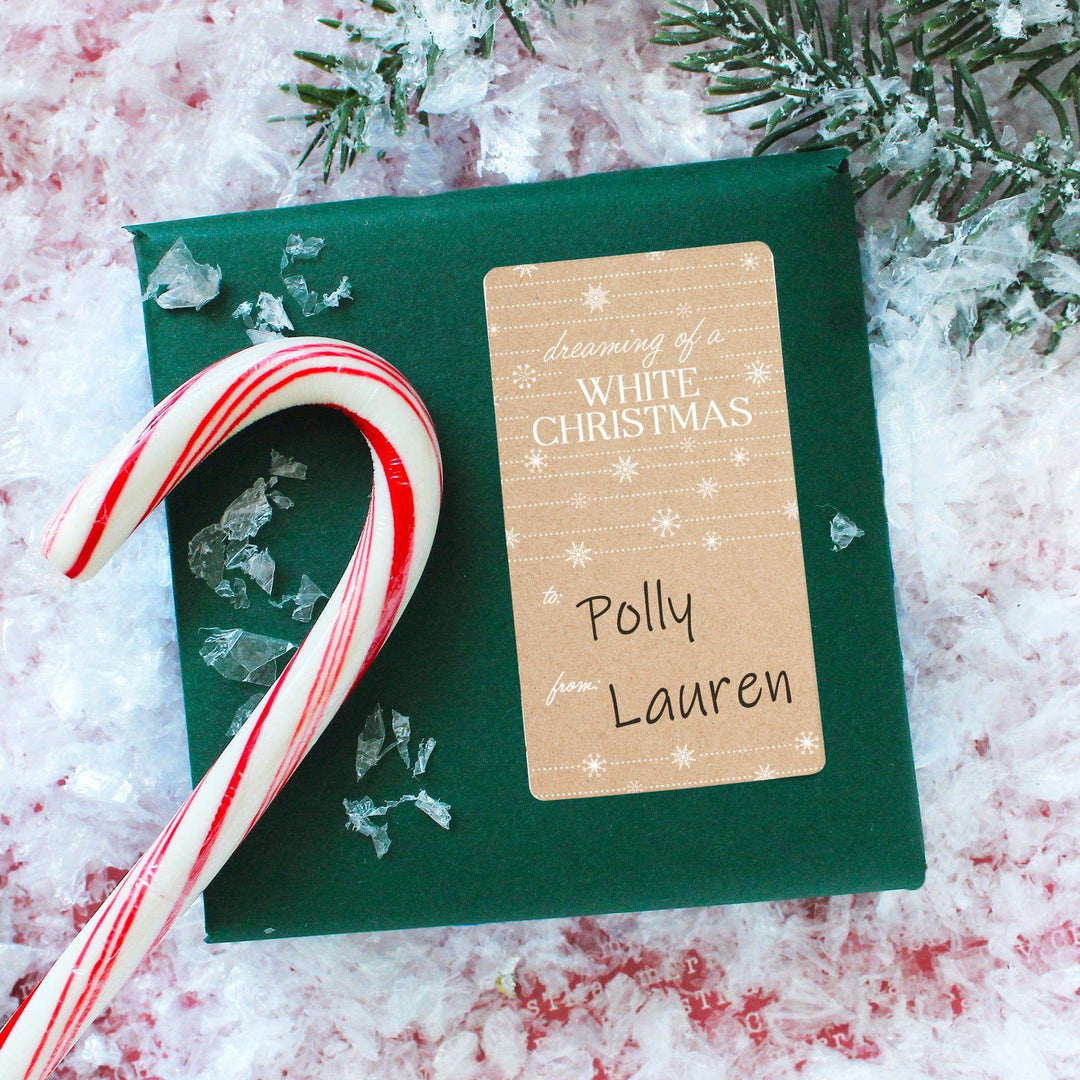 Christmas Gift Tag Stickers: Watercolor Trees and Snowflakes  – 75 Stickers - Distinctivs Party