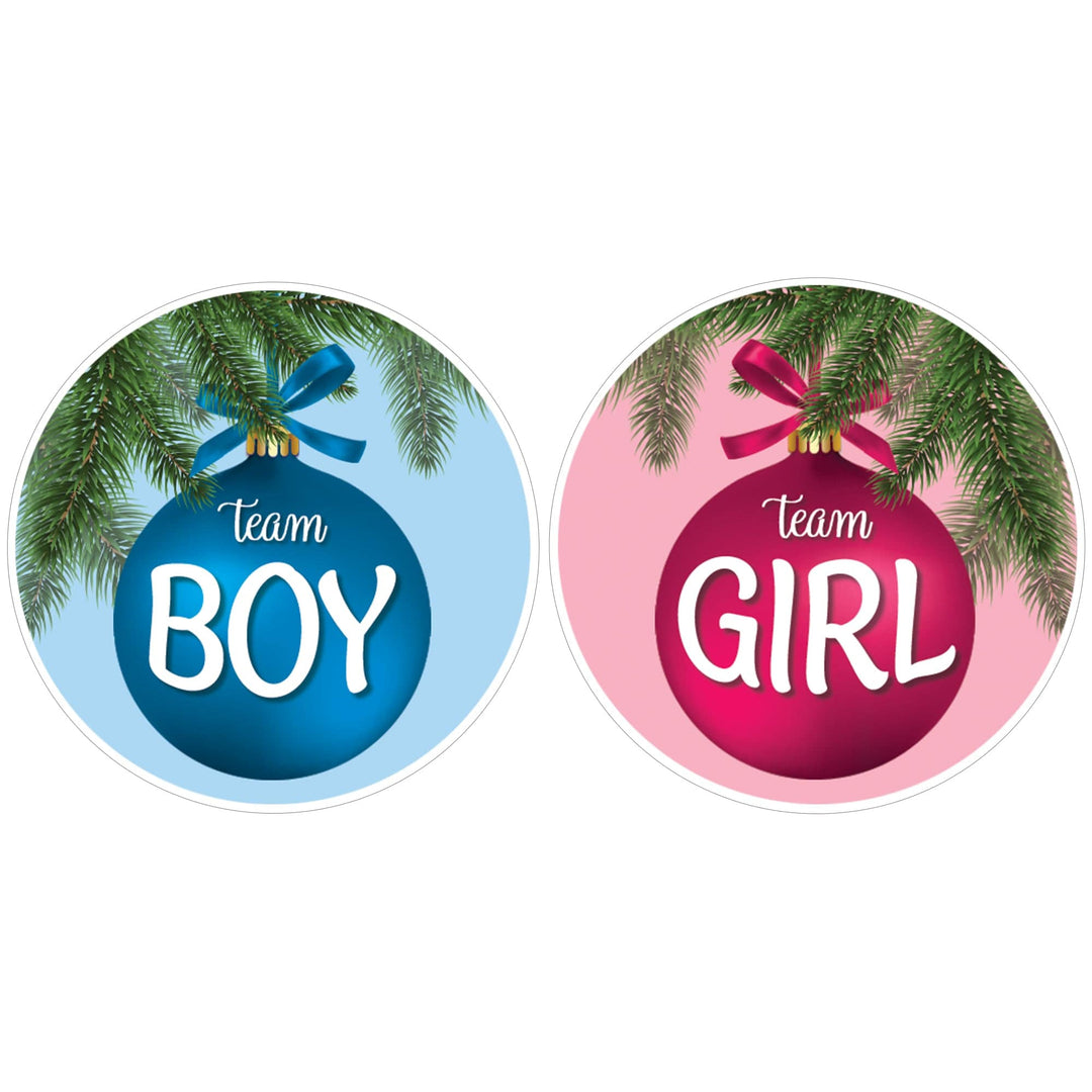 Christmas Ornament: Gender Reveal Party -Team Boy or Girl- 40 Stickers