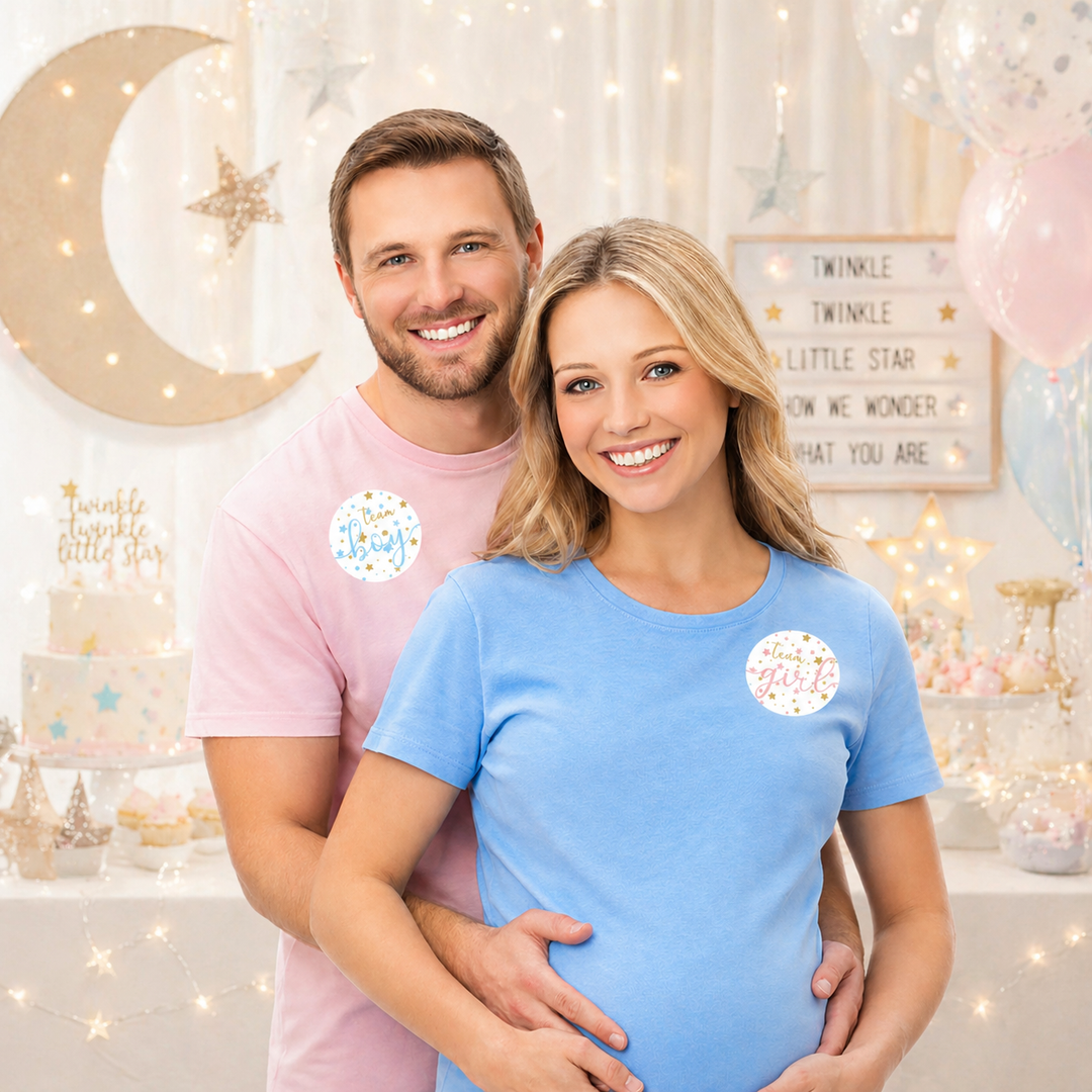 Twinkle Twinkle Little Star Gender Reveal Party - Team Boy or Girl - 40 Stickers