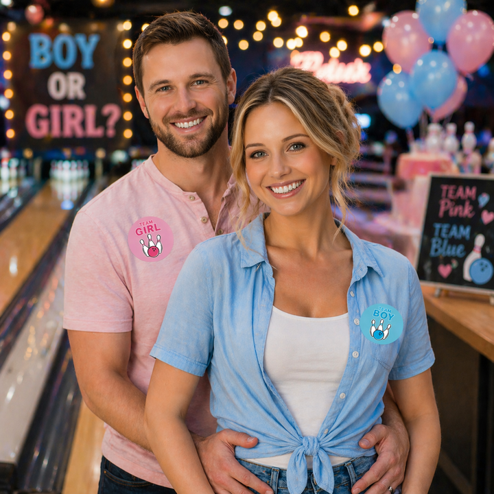 Bowling: Gender Reveal Party - Girl or Boy  - 40 Stickers