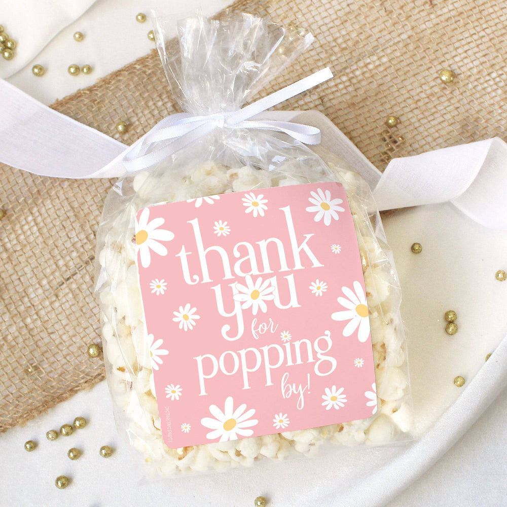 Darling Daisy - 1st Birthday: Popcorn, Chip Bag, and Snack Bag Stickers - 32 Stickers - Distinctivs Party