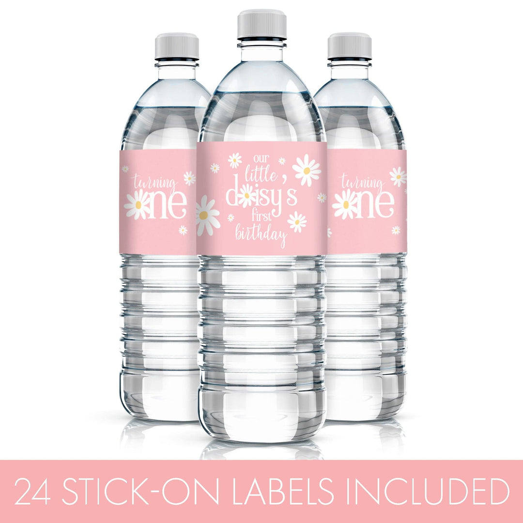 Darling Daisy - 1st Birthday: Water Bottle Labels - 24 Waterproof Stickers