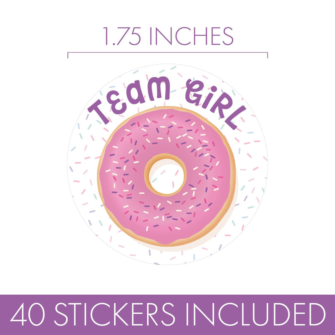 Donut Gender Reveal Party -Team Boy or Team Girl Stickers - 40 Stickers