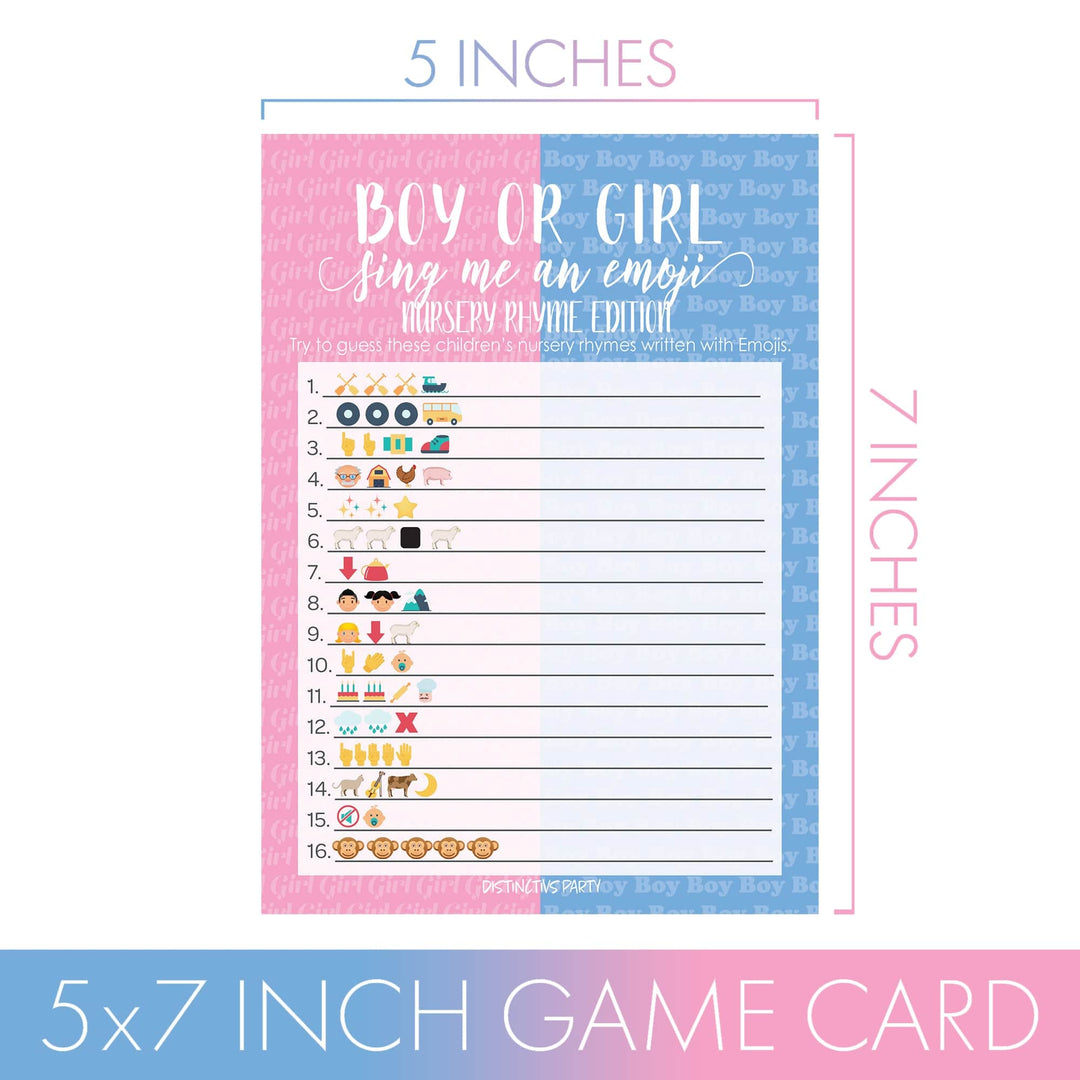 Gender Reveal Party: Emoji Game Cards - Baby Shower Game - 20 Game Cards - Distinctivs Party
