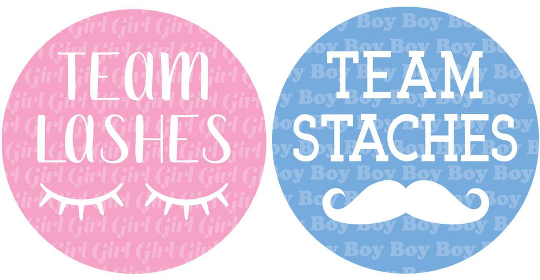 Gender Reveal Party: Lashes or Staches - Team Boy or Girl Voting Stickers - Baby Shower -  40 Stickers