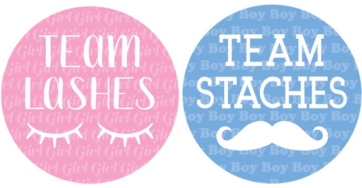 Gender Reveal Party: Lashes or Staches - Team Boy or Girl Voting Stickers - Baby Shower -  40 Stickers