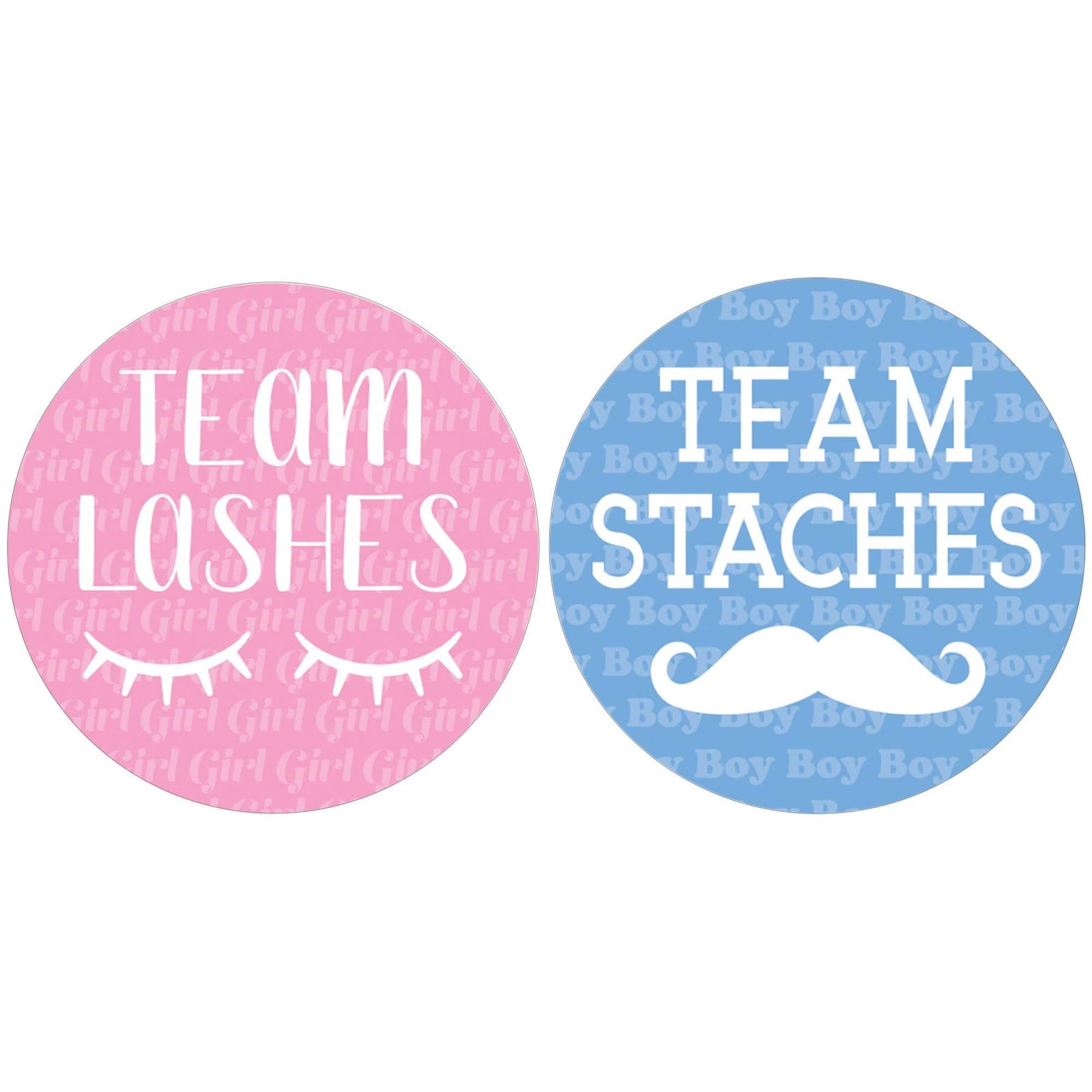 Gender Reveal Party: Lashes or Staches - Team Boy or Girl Voting Stickers - Baby Shower -  40 Stickers - Distinctivs Party