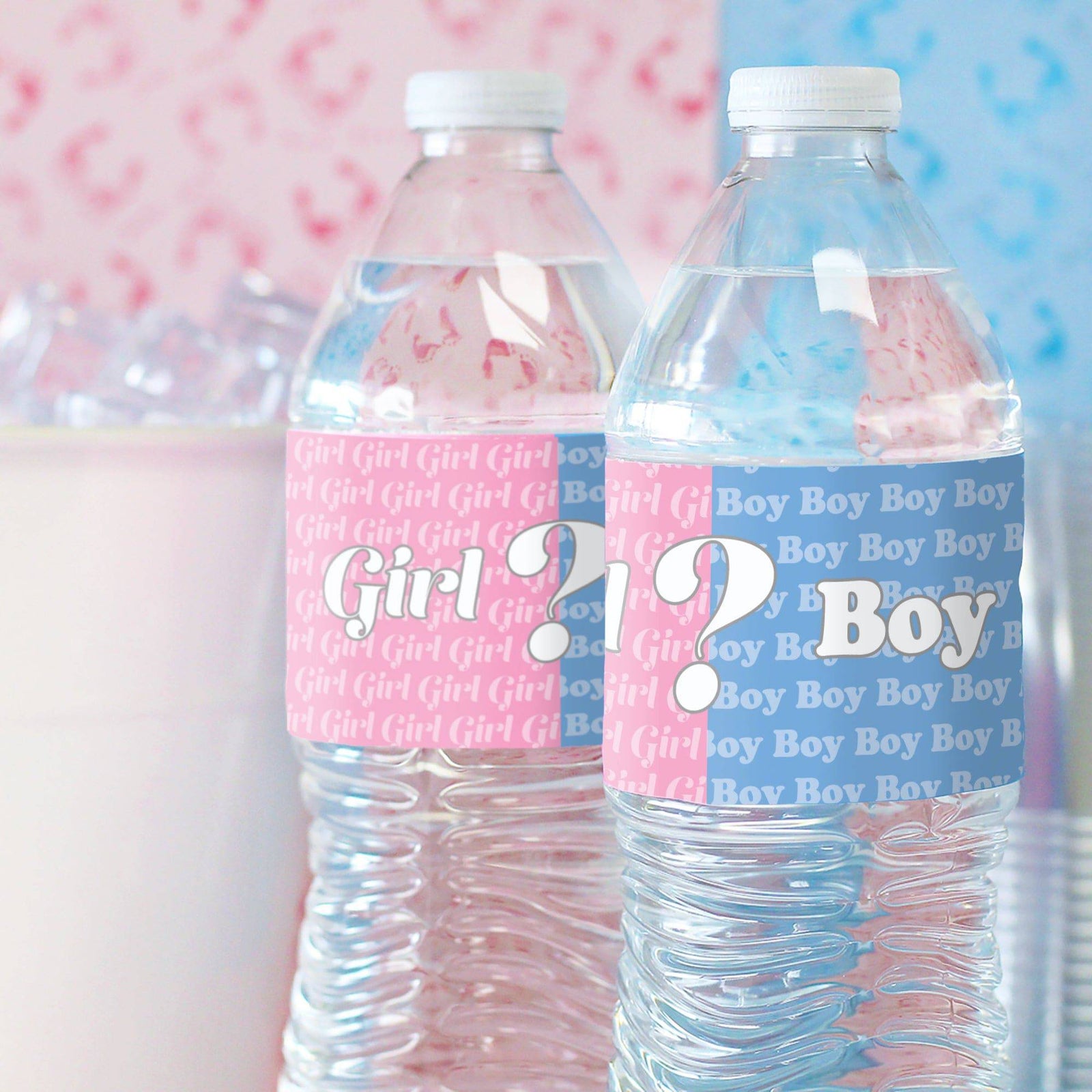 Gender Reveal Party: Little Man or Little Miss - Water Bottle Labels - 20 Waterproof Stickers - Distinctivs Party