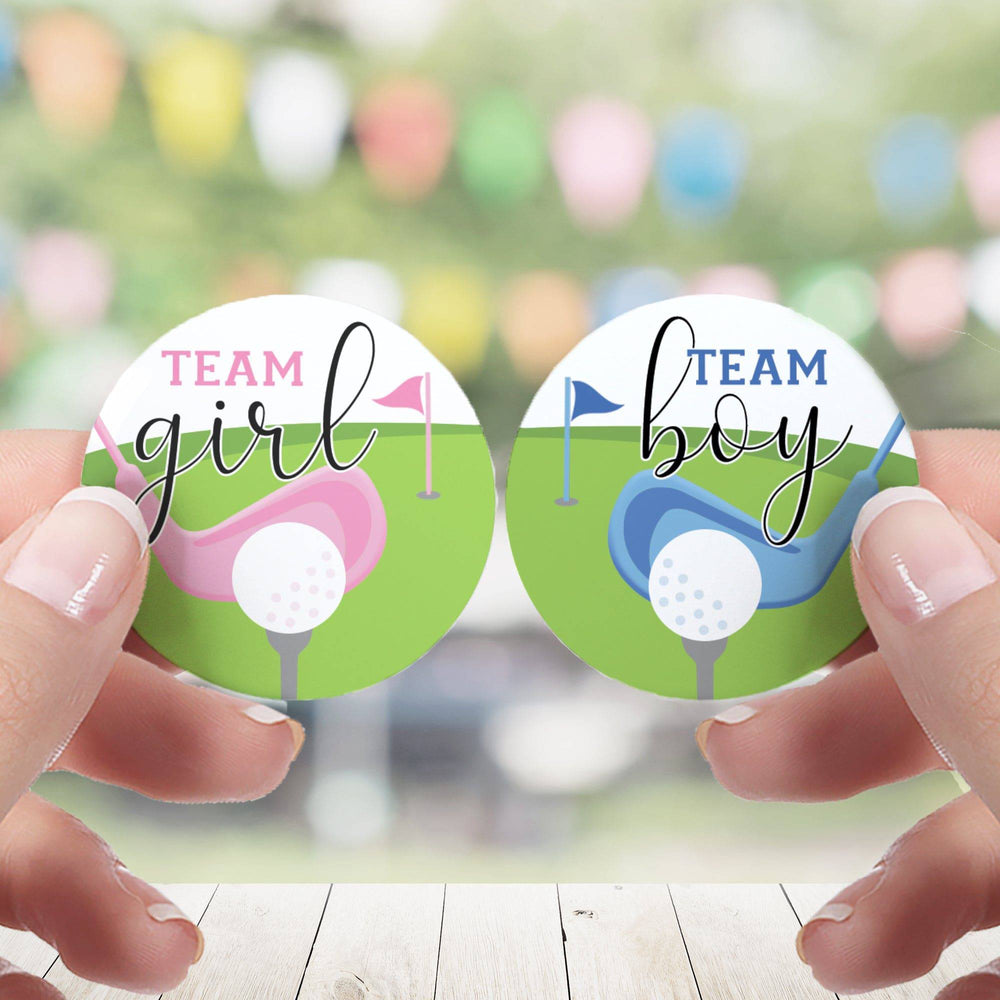 Golf Gender Reveal Party - Team Boy or Team Girl Stickers - 40 Pack - Distinctivs Party