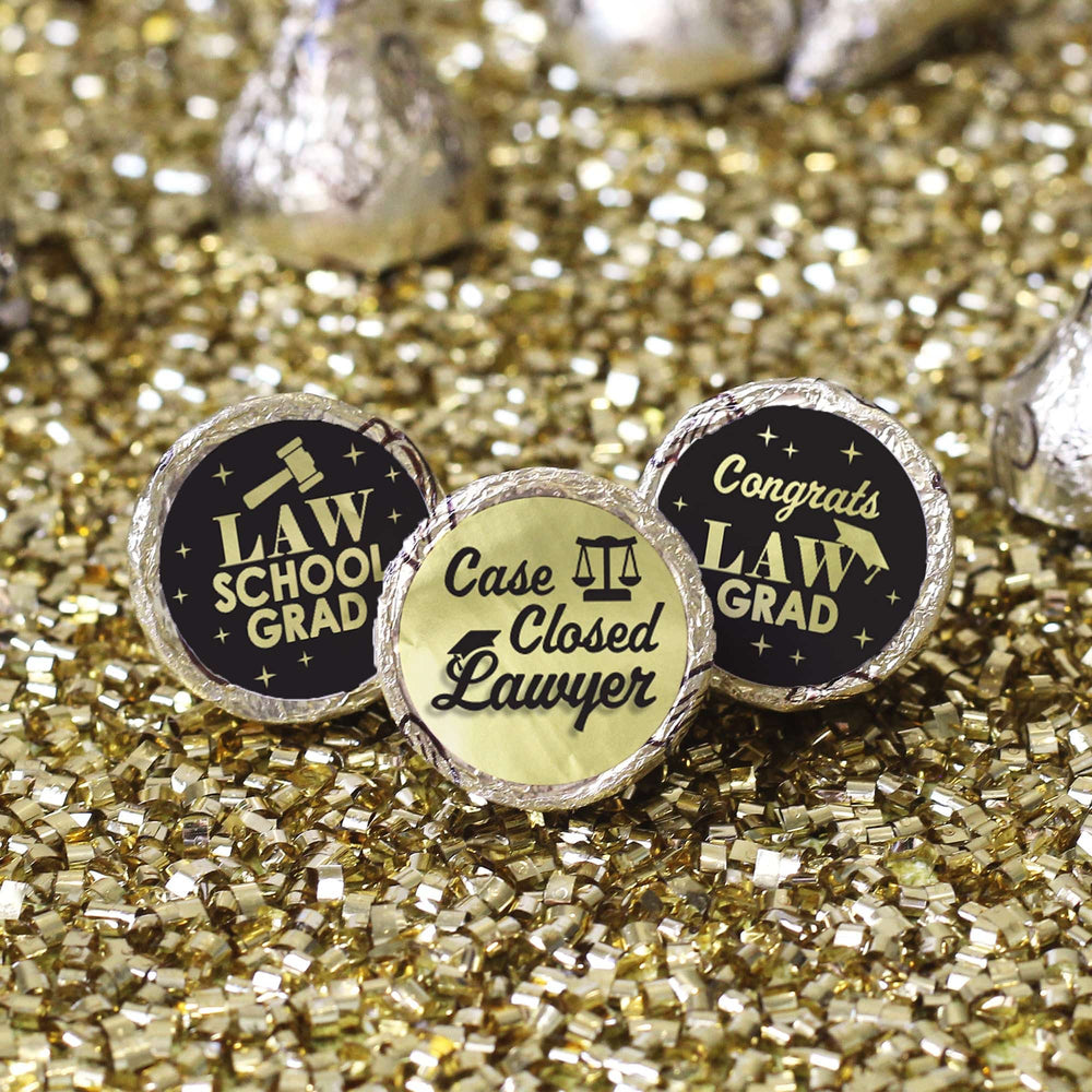 Graduation Class of 2025: Black and Gold Law School Graduation Party Favors - Fits on Hershey® Kisses - 180 Stickers - Distinctivs Party