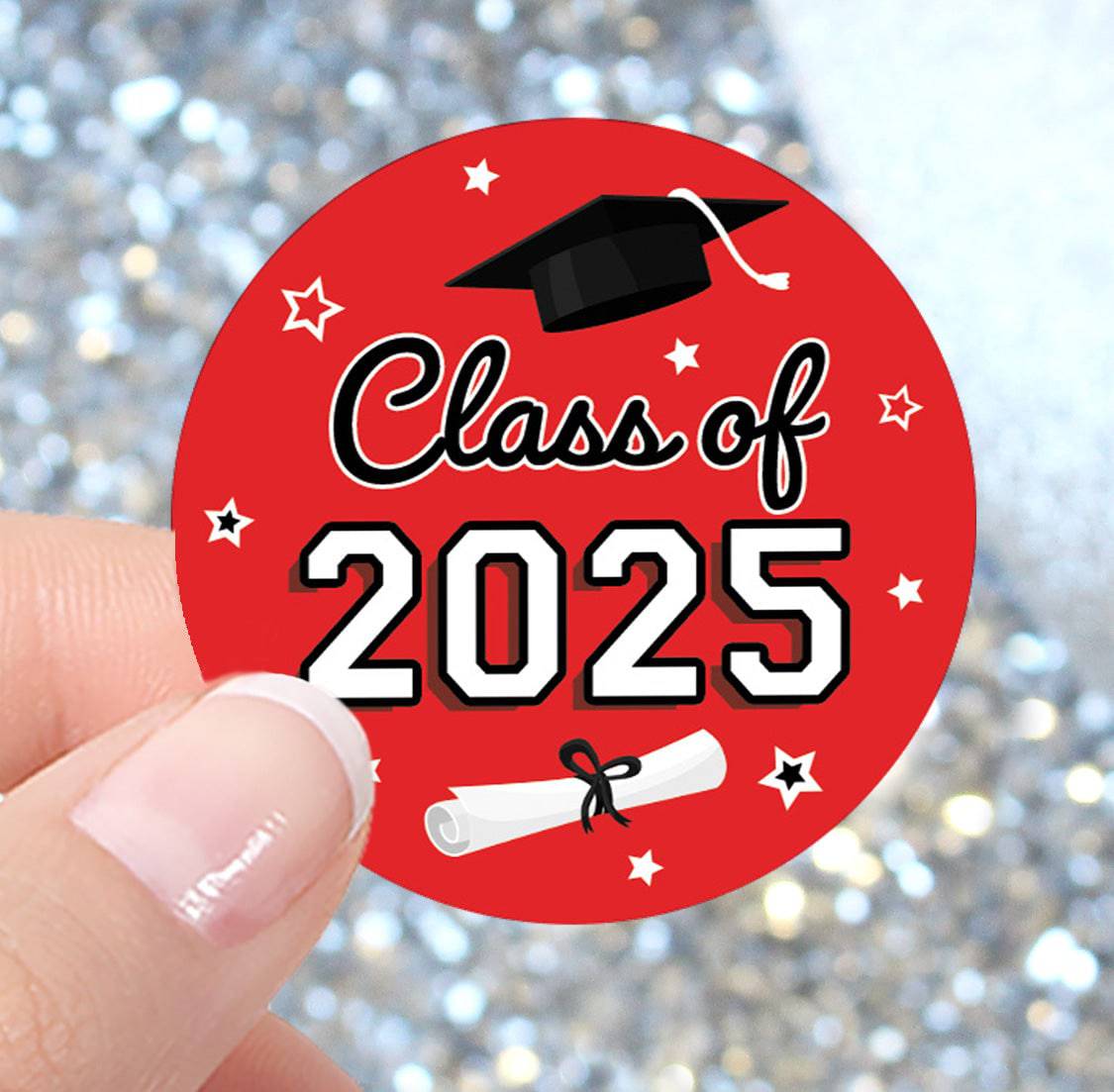 Graduation Class of 2025: Graduation Party Favors Circle Stickers for Envelopes, Bag Seals - 17 School Colors - 40 Stickers - Distinctivs Party
