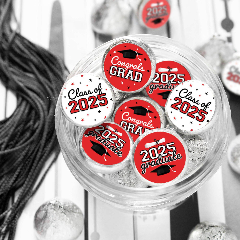 Graduation Class of 2025: Graduation Party Favors - Fits on Hershey® Kisses - 17 School Colors - 180 Stickers - Distinctivs Party