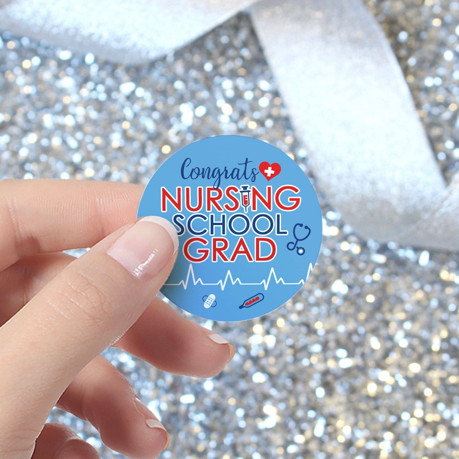 Graduation Class of 2025: Nursing School Graduation Party Favors Circle Stickers for Envelopes, Bag Seals - 40 Stickers - Distinctivs Party