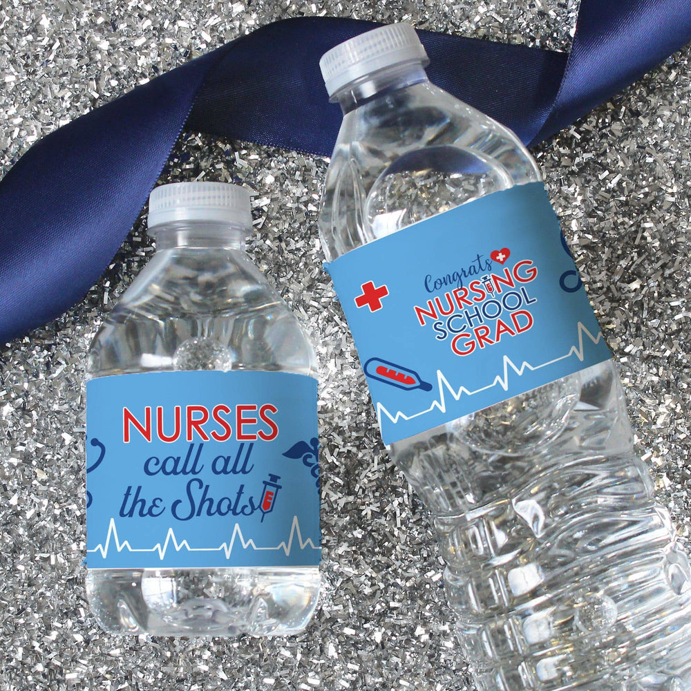 Graduation Class of 2025: Nursing School Graduation Party Favors - Water Bottle Labels  - 24 Waterproof Stickers - Distinctivs Party