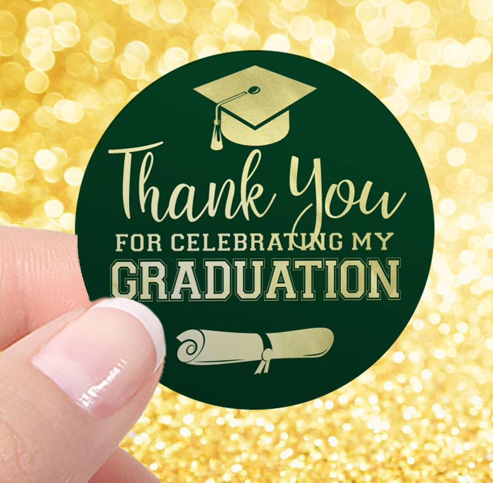 Graduation Class of 2025: Thank You Sticker Labels  - 17 School Colors - 40 Stickers - Distinctivs Party