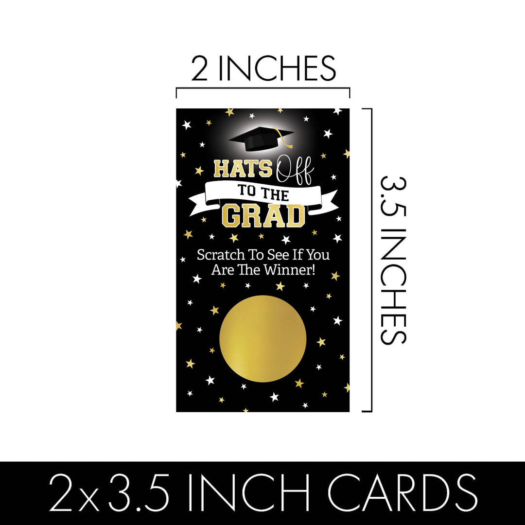 Graduation Party Game: Black and Gold Scratch Off Cards- Class of 2025 - 30 Cards (2 Winners)