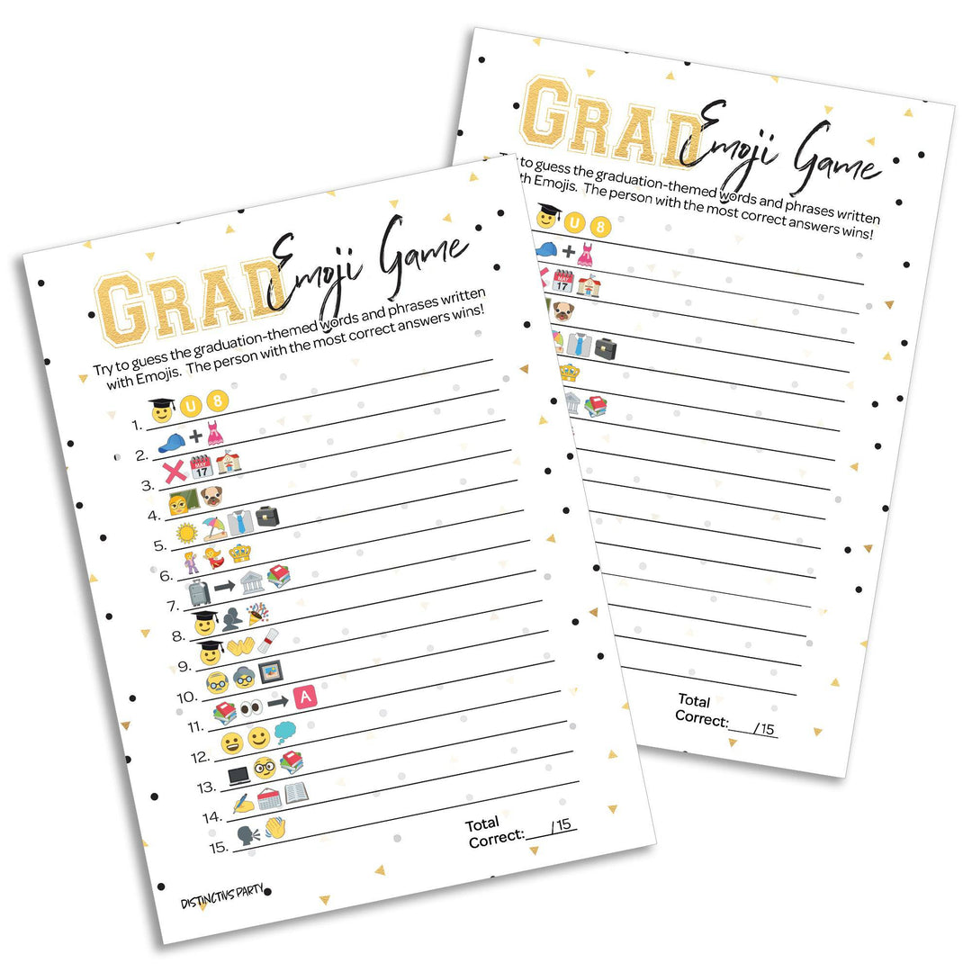 Graduation Party Game: Emoji Game Class of 2025 Graduation Party Activity - 25 Player Cards