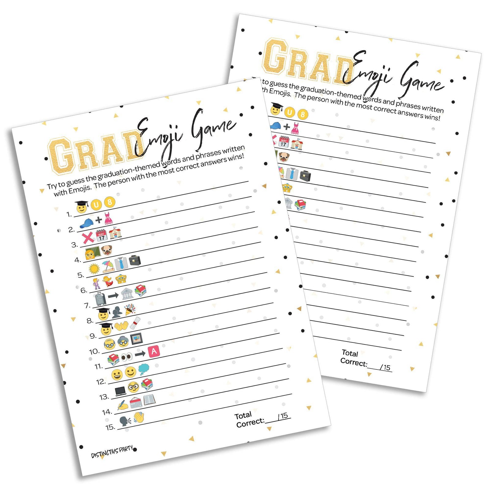 Graduation Party Game: Emoji Game Class of 2025 Graduation Party Activity - 25 Player Cards - Distinctivs Party