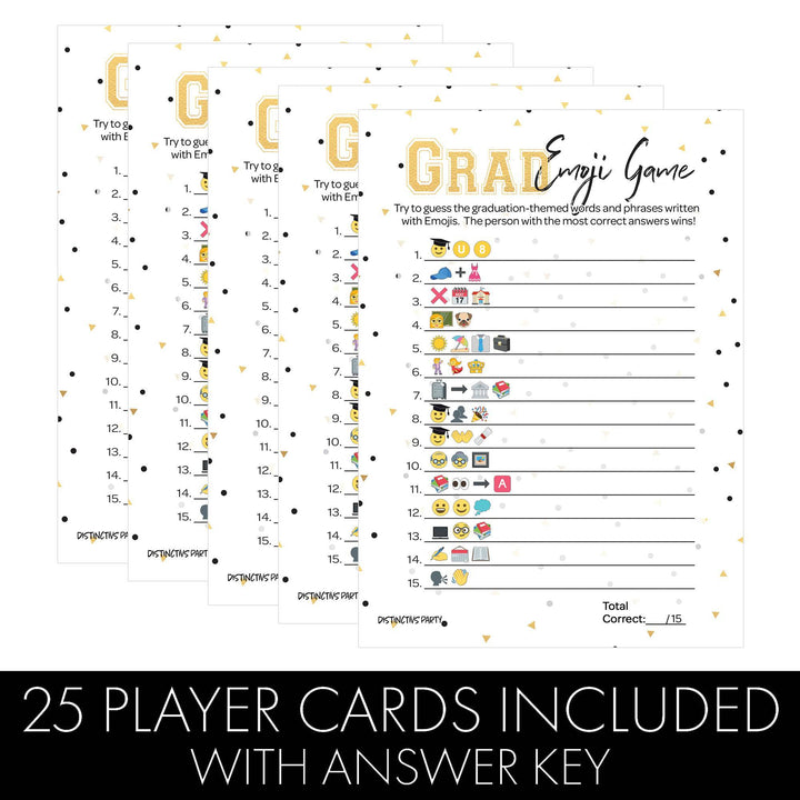 Graduation Party Game: Emoji Game Class of 2025 Graduation Party Activity - 25 Player Cards