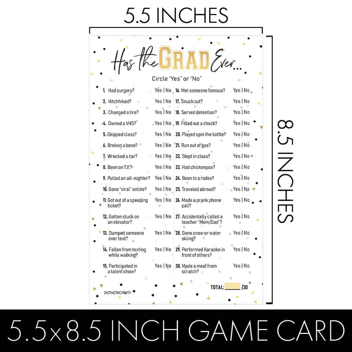 Graduation Party Game: Has the Grad Ever Class of 2025 Graduation Party Activity - 25 Cards