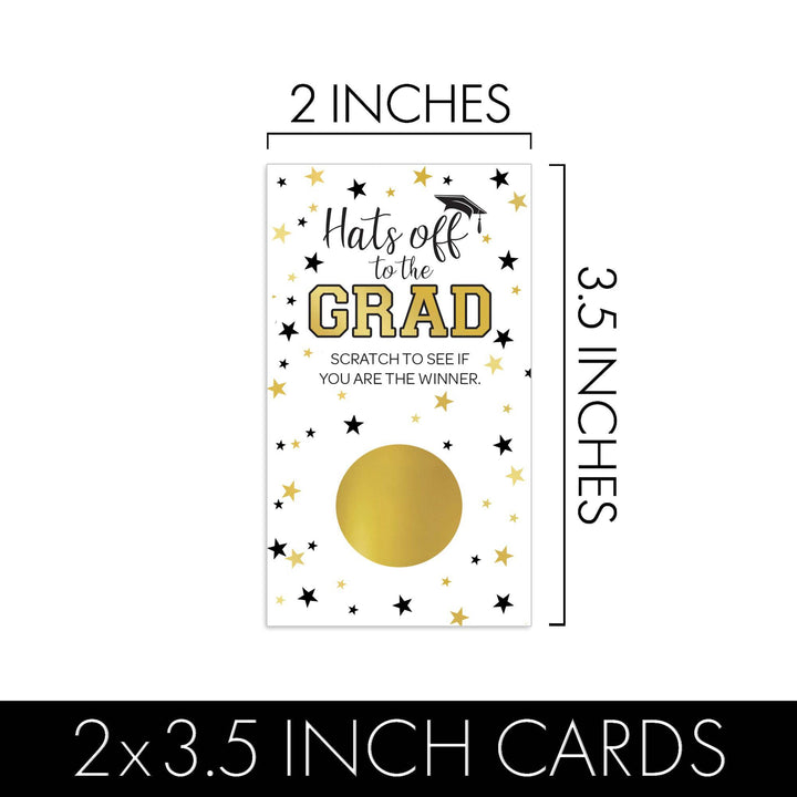 Graduation Party Game: White and Gold Scratch Off Cards- Class of 2025 - 30 Cards (2 Winners)