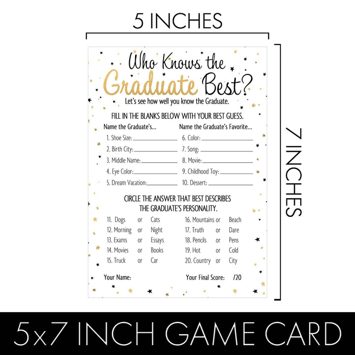 Graduation Party Game: Who Knows the Grad Best, Has the Grad Ever, Scattergories, and Word Scramble- Class of 2025 - Four Game Bundle - 25 Dual-Sided Game Cards