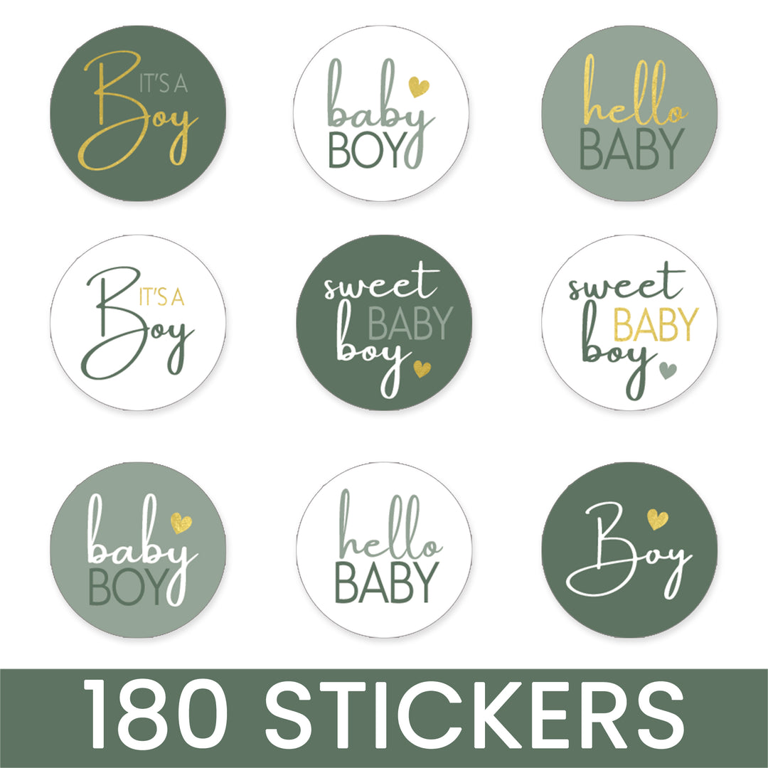 Dulce Bebé Niño: Verde - Es un niño Baby Shower Party Favor Pegatinas -180 pegatinas