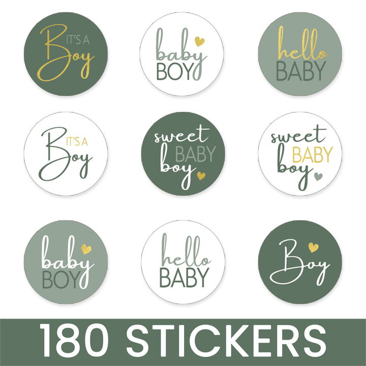 Dulce Bebé Niño: Verde - Es un niño Baby Shower Party Favor Pegatinas -180 pegatinas