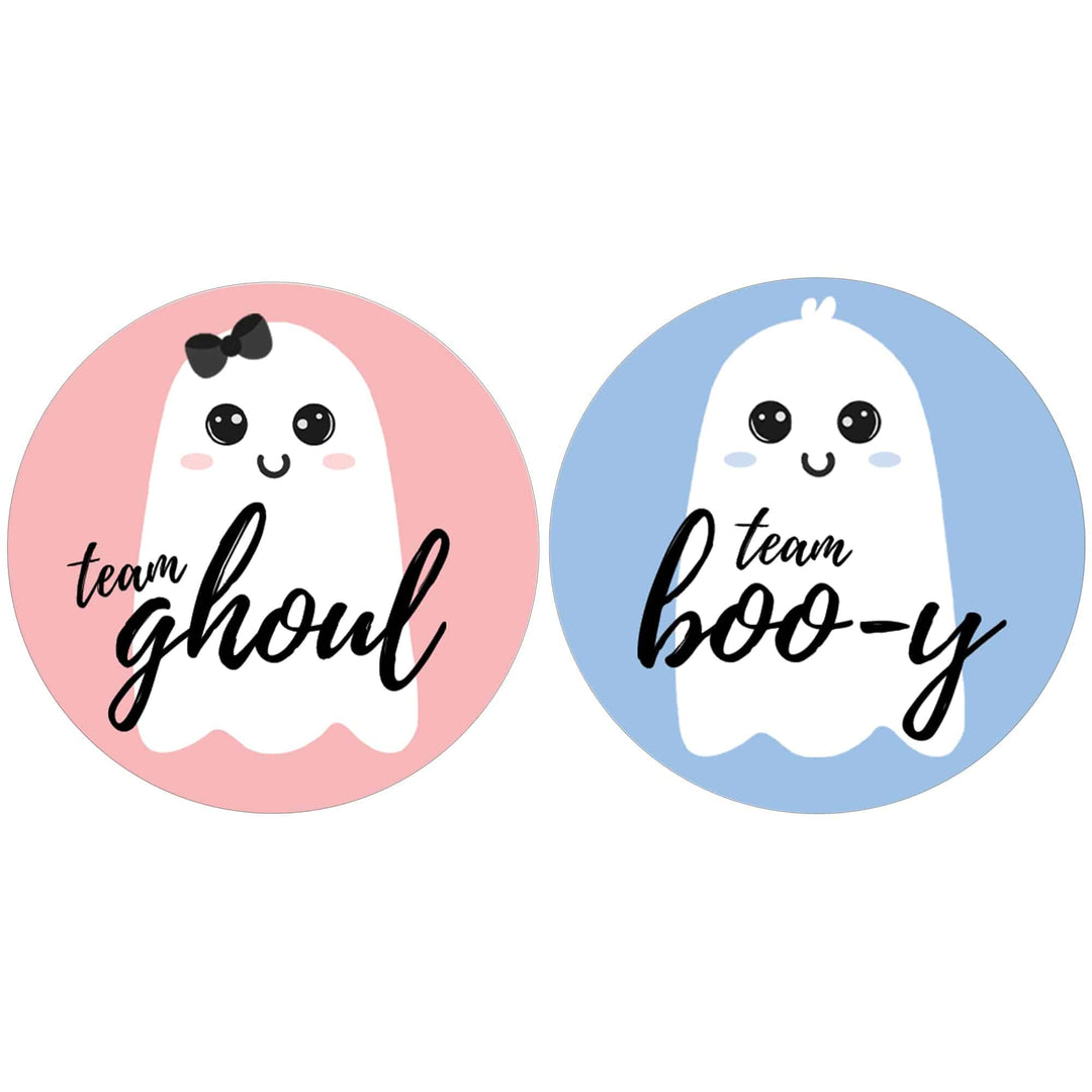 Halloween Gender Reveal Party: Little Boo - Blue Team Boo-y or Pink Team Ghoul Voting Stickers - 40 Stickers