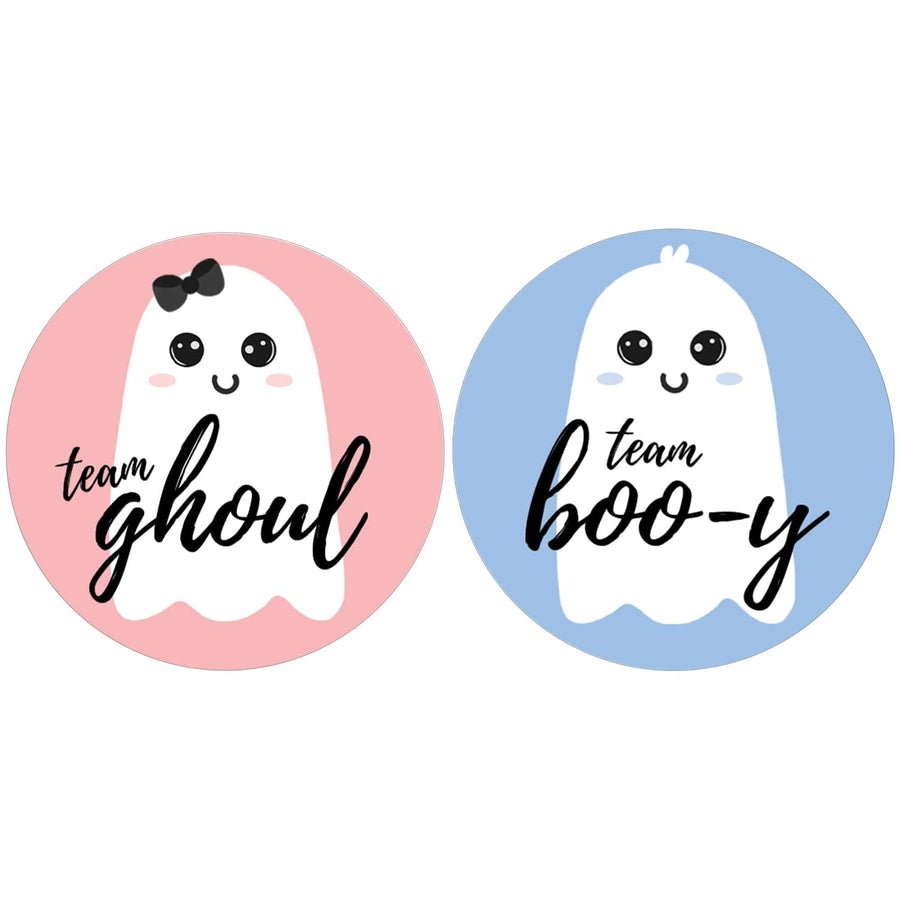 Halloween Gender Reveal Party: Little Boo - Blue Team Boo-y or Pink Team Ghoul Voting Stickers - 40 Stickers - Distinctivs Party