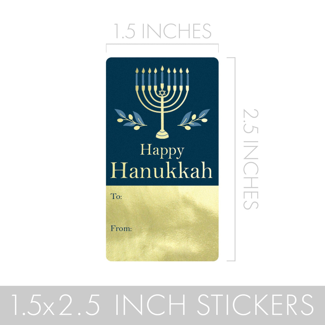 Blue and Gold Hanukkah Gift Tag Stickers - 75 Count