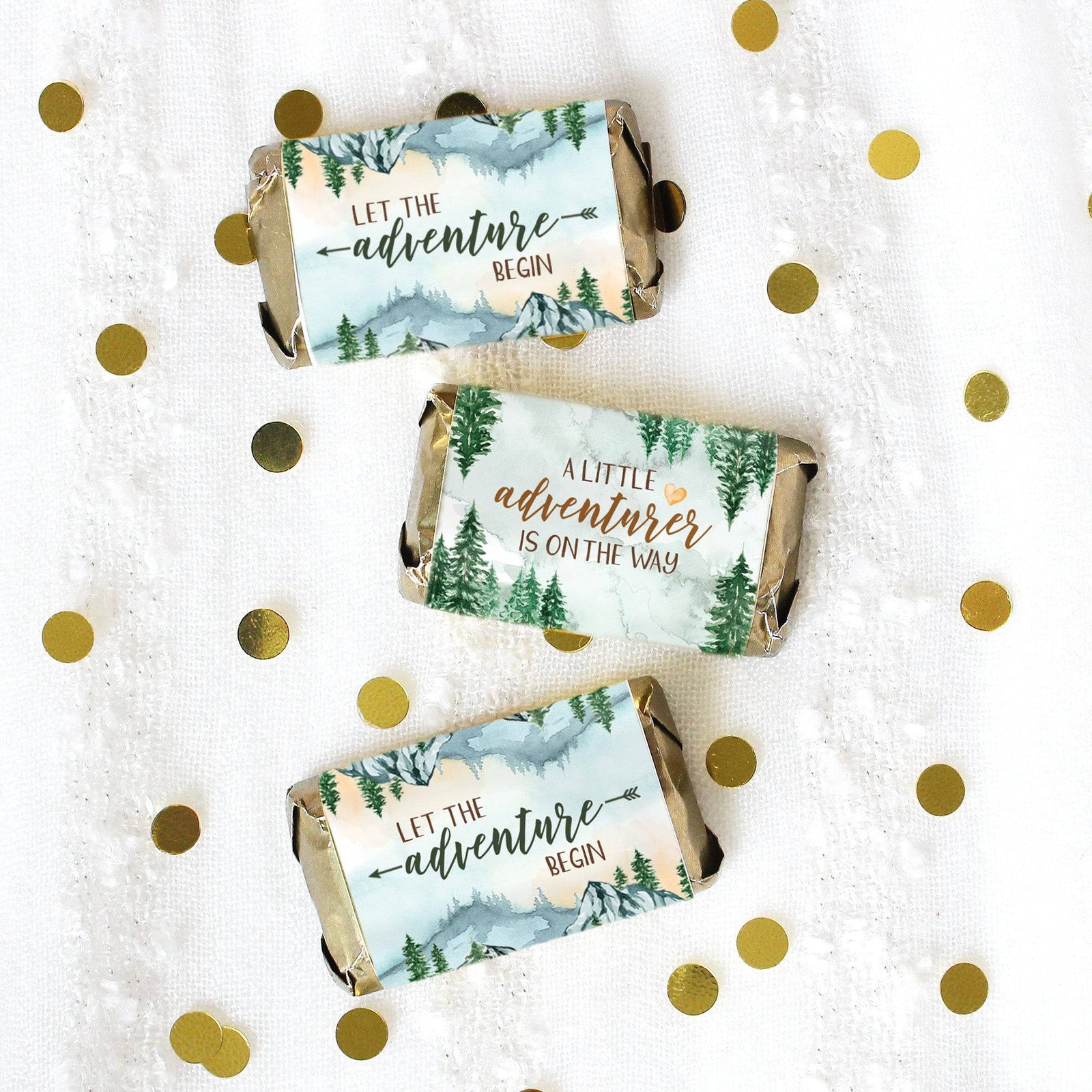 Little Adventurer - Baby Shower Hershey's Miniatures Candy Bar Wrappers Stickers - 45 Pack - Distinctivs Party