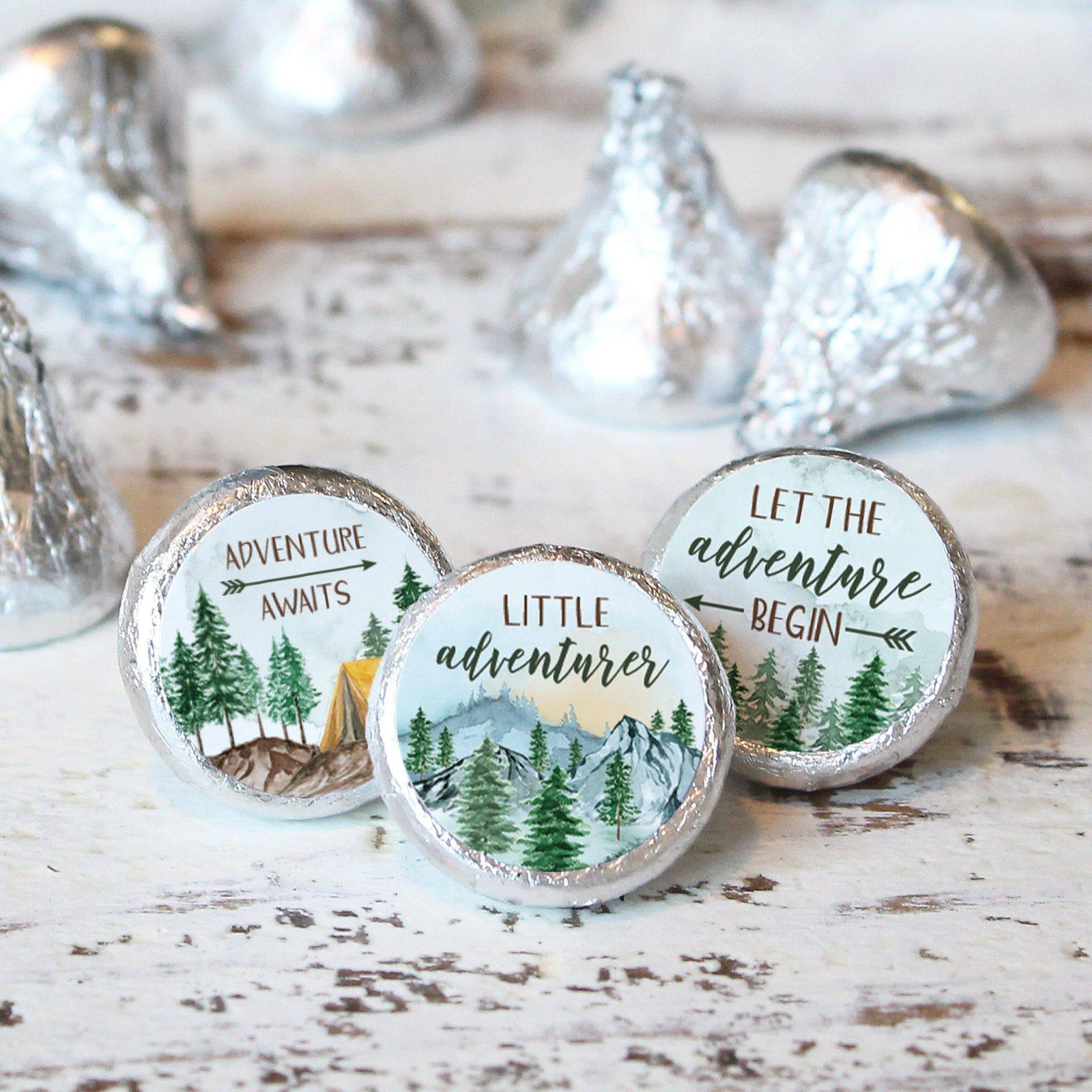 Little Adventurer - Baby Shower Stickers - Fits on Hershey's Kisses - 180 Pack - Distinctivs Party
