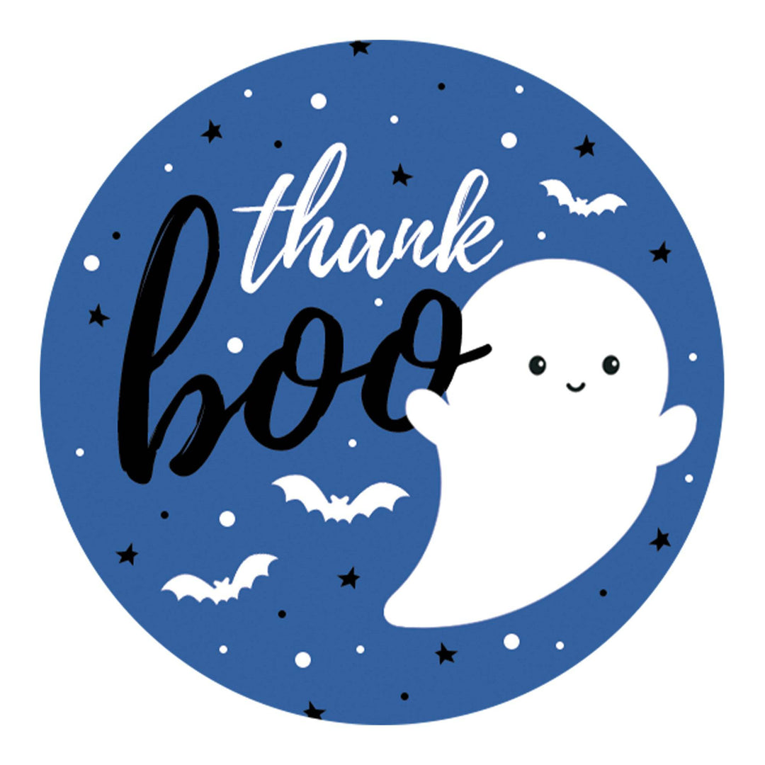 Little Boo: Blue - Boy Baby Shower - Thank You Stickers -  40 Stickers