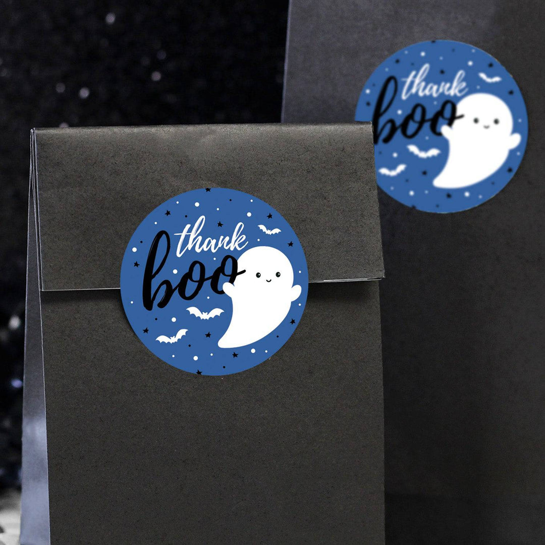 Little Boo: Blue - Boy Baby Shower - Thank You Stickers -  40 Stickers