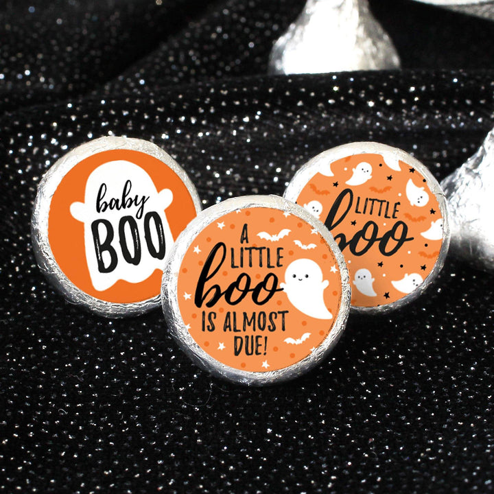 Little Boo: Orange - Baby Shower - Party Favor Stickers - Fits on Hershey's Kisses - 180 Stickers