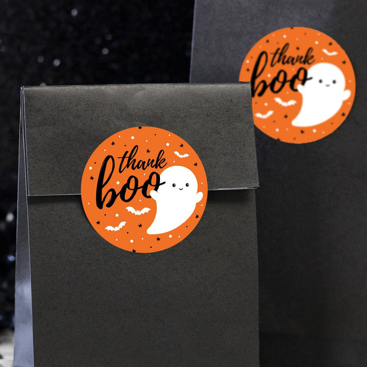 Little Boo: Orange - Baby Shower - Thank You Stickers -  40 Stickers