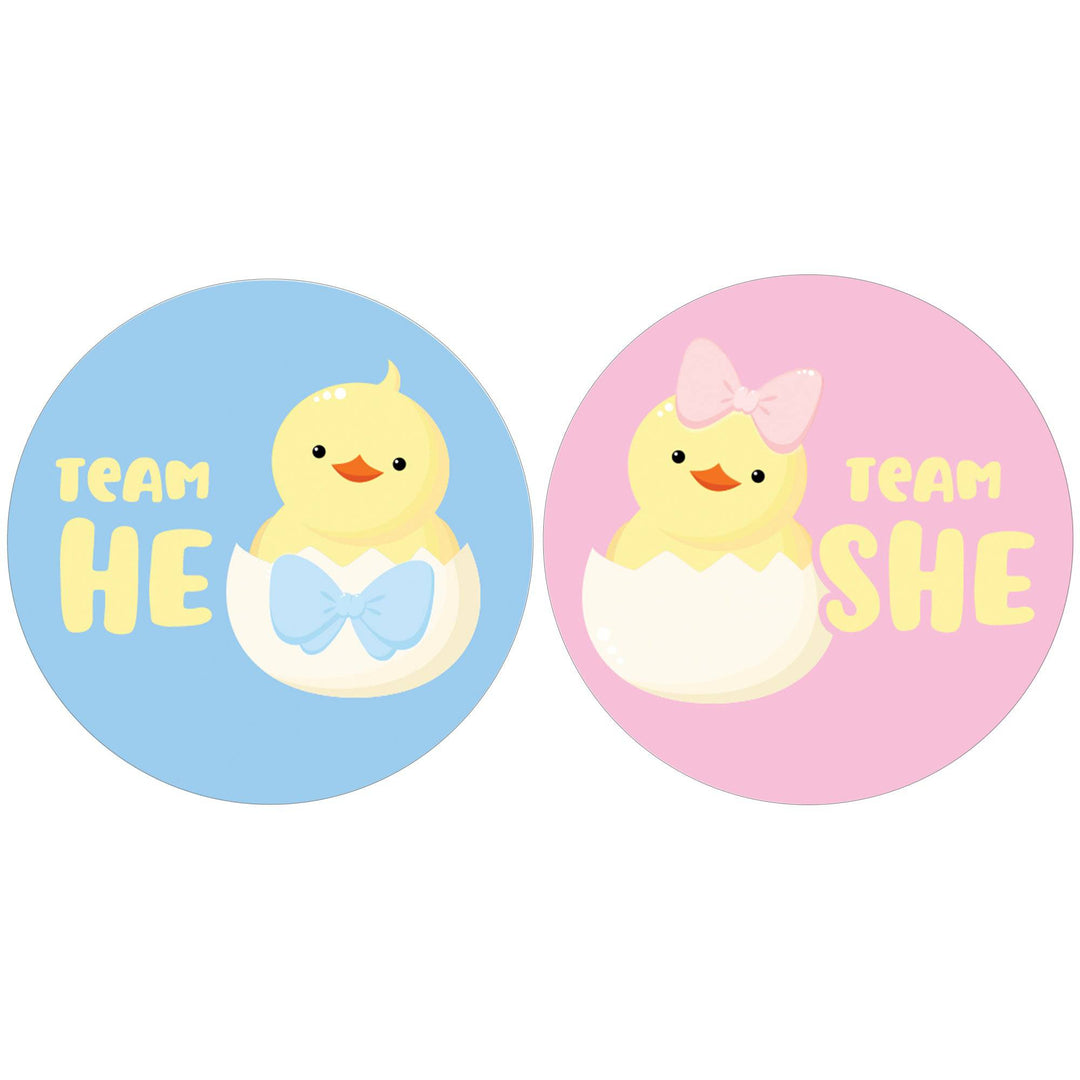 Little Chicks: Gender Reveal Party - Team He or Team She - 40 Stickers