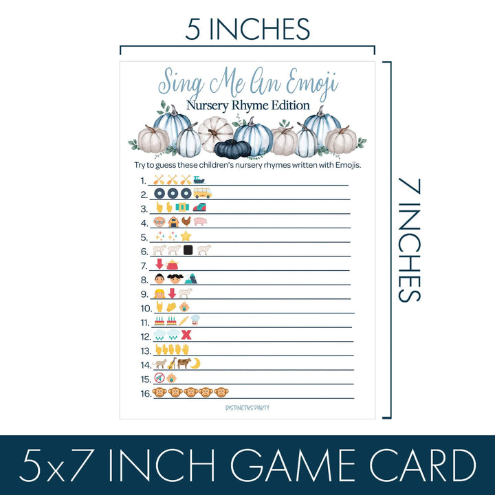 Little Pumpkin: Blue - Baby Shower Game Bundle - Sing Me An Emoji and Animal Pregnancy Match - 2 Sided Game - Fall, Boy - 20 Cards - Distinctivs Party